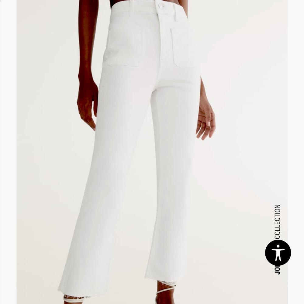 NWT Zara Sailor Flare Capri pants in white
